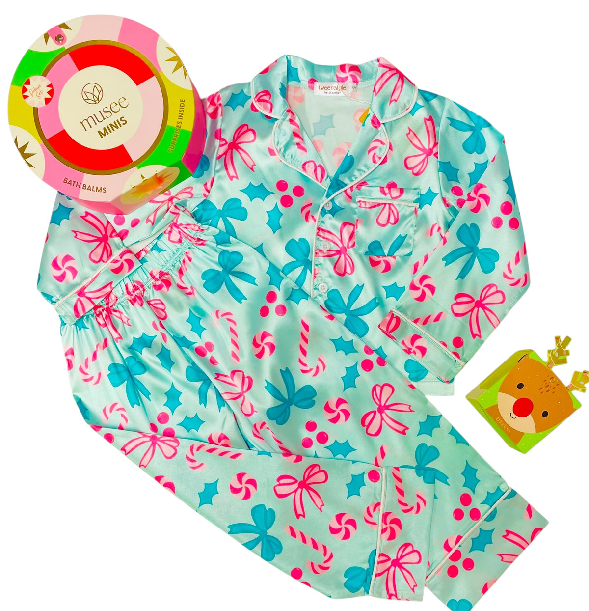 Tweenstyle Holly Jolly 2pc Satin Lounge Set