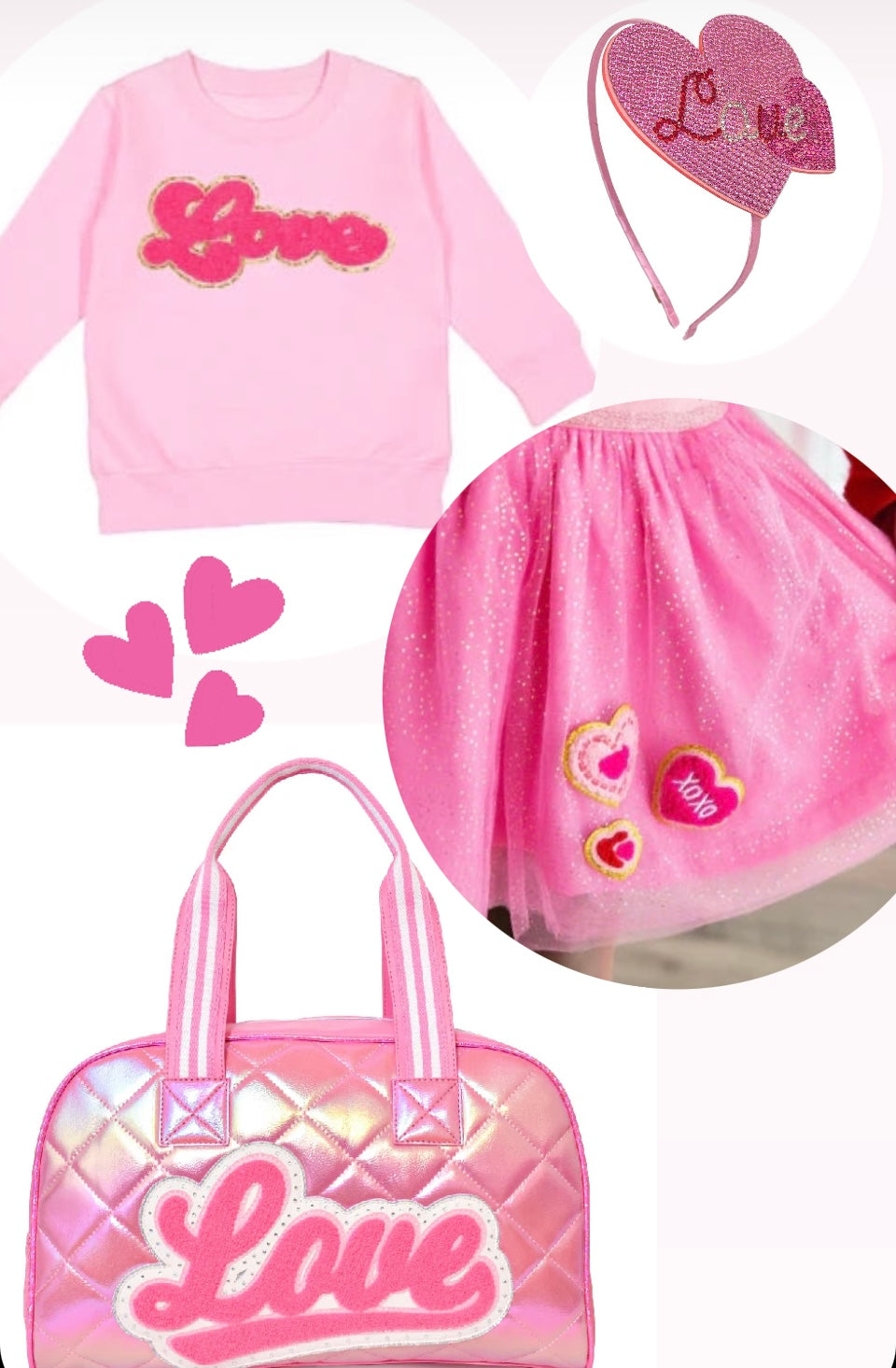 Sweet Wink Love Script Patch Valentine&#39;s Day Sweatshirt - Pink