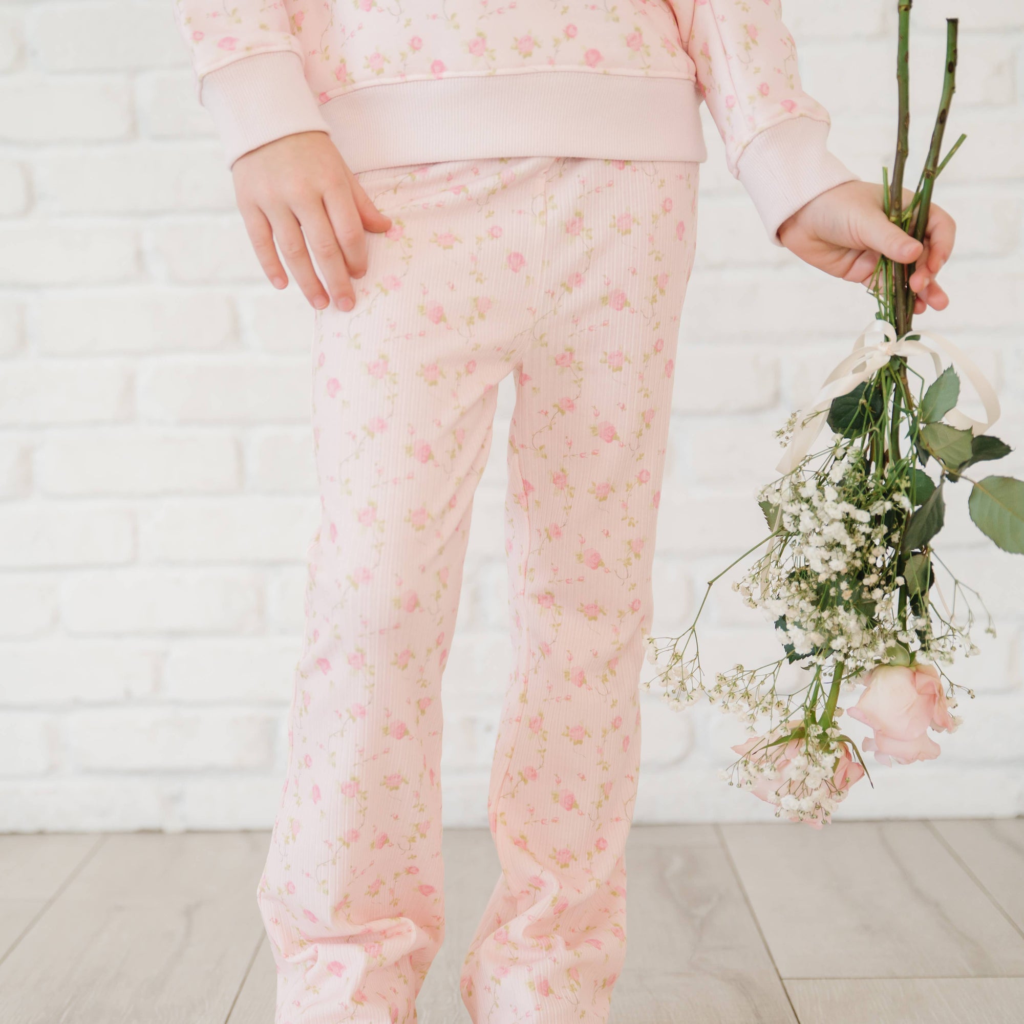 Sweet Wink Pink Rose Print Flare Legging