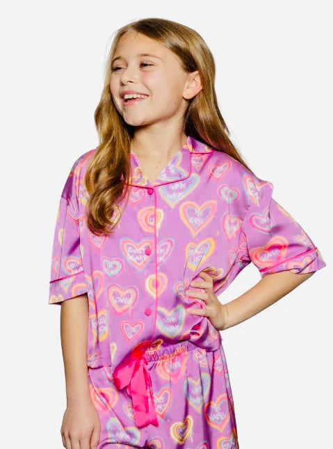 Sunshine Society Kids Silky Crazy 4 You 2pc Short Lounge Set