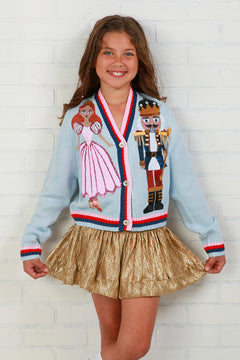 Queen Of Sparkles Kids Light Blue Nutcracker And Clara Cardigan