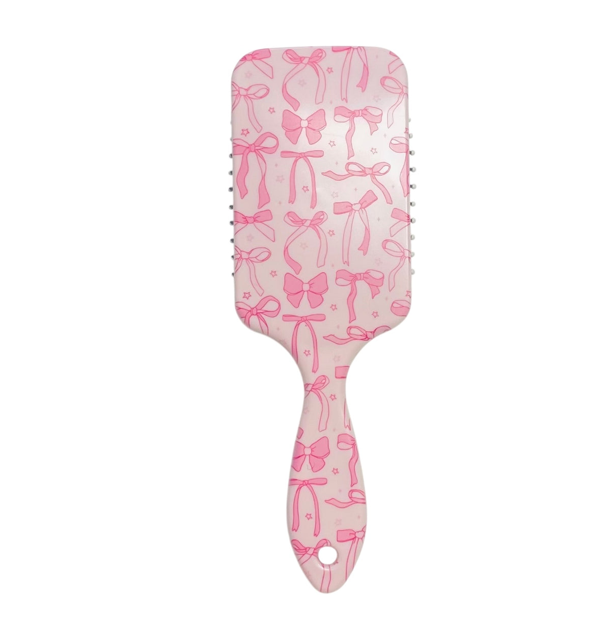 Pink Bow Print Paddle Hair Brush 