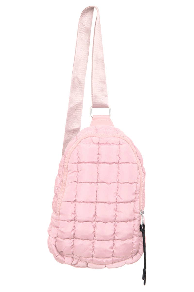 Quilted Crossbody Bag- Light Pink