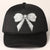 Rhinestone Bow Patch Trucker Hat- Black