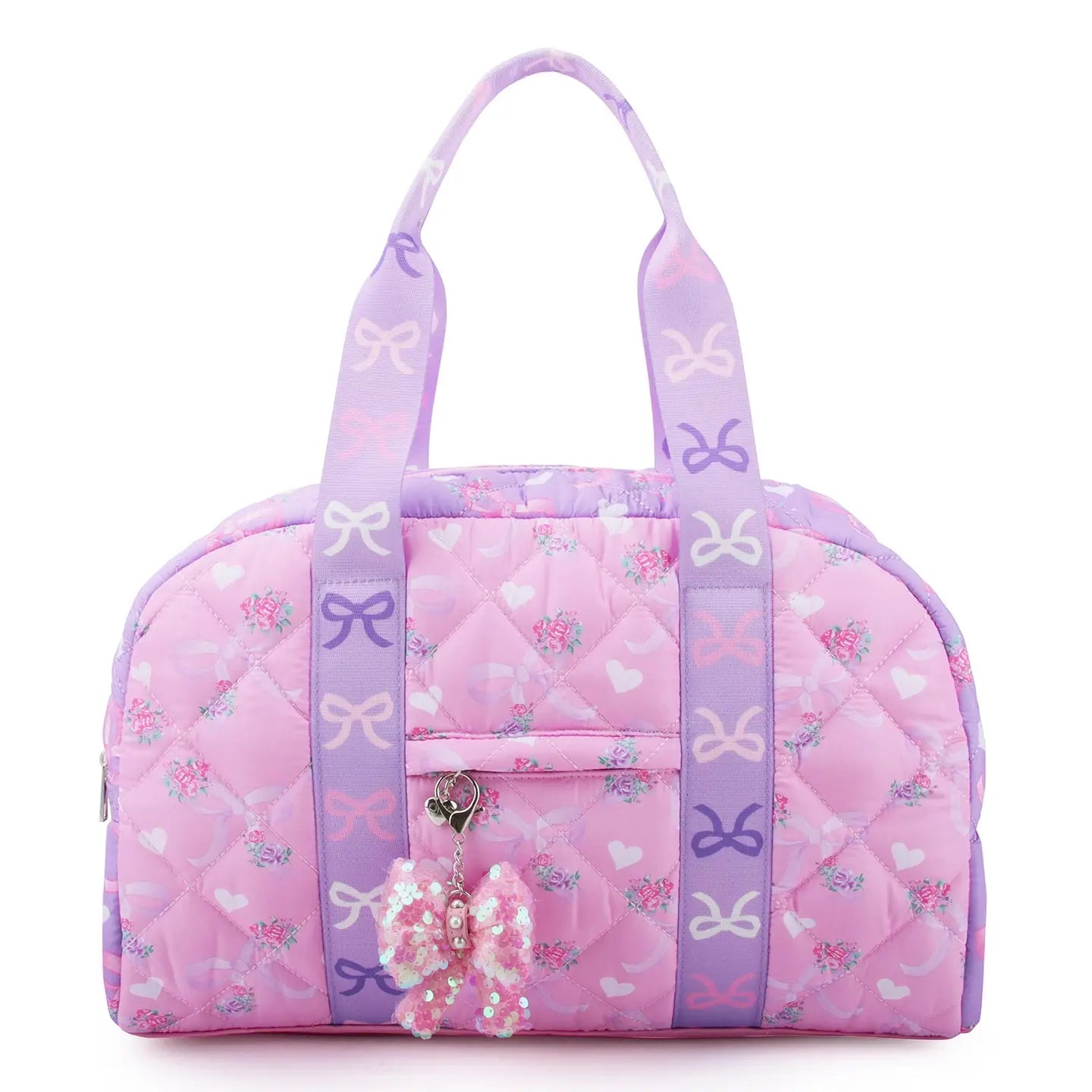 Quilted Ditsy Bow Print Medium Duffle Bag