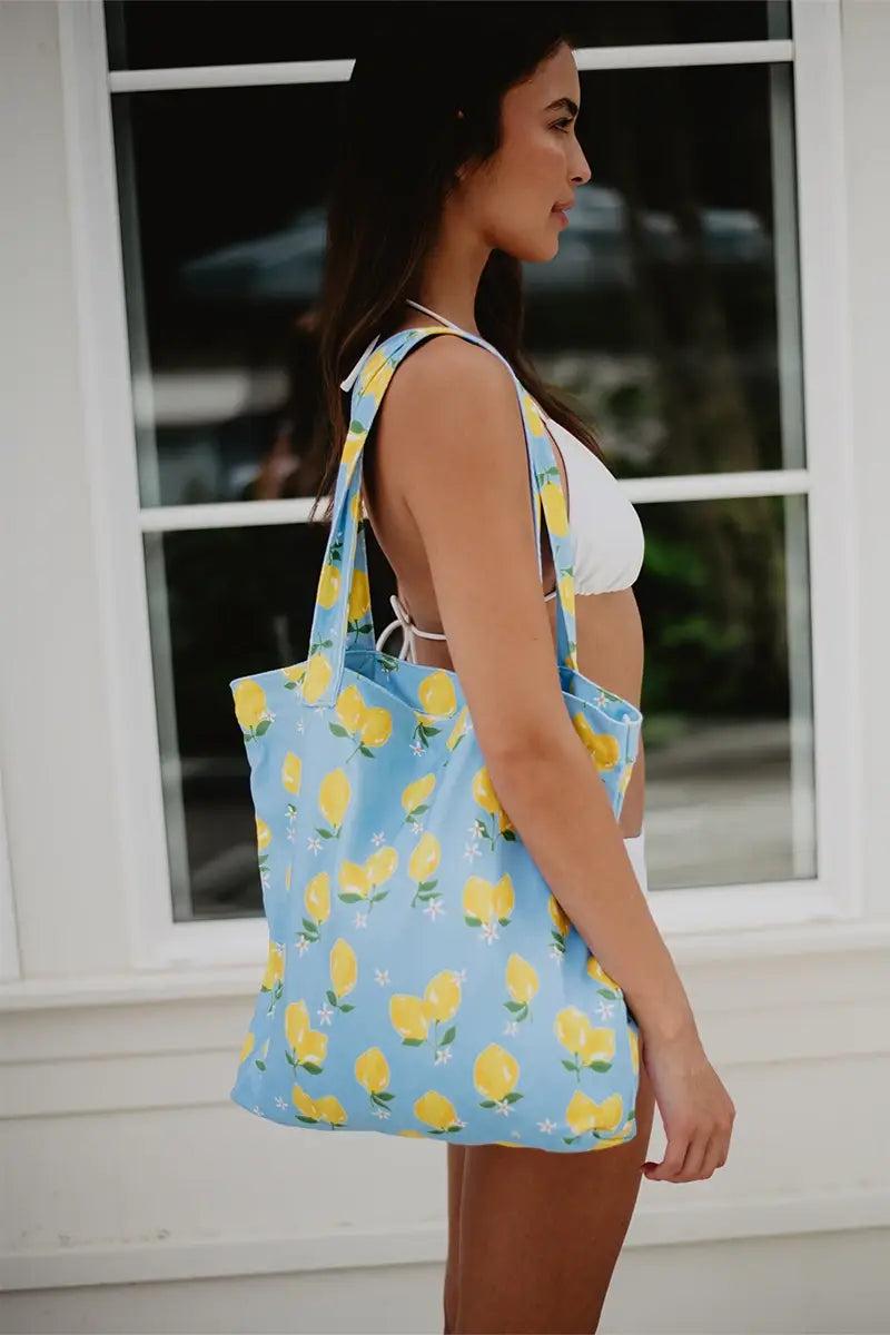 Zesty Lemons Terry Cloth Summer Tote Bag