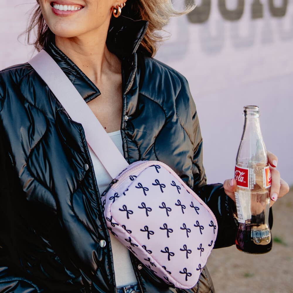 Pink With Mini Black Bows Belt Bag