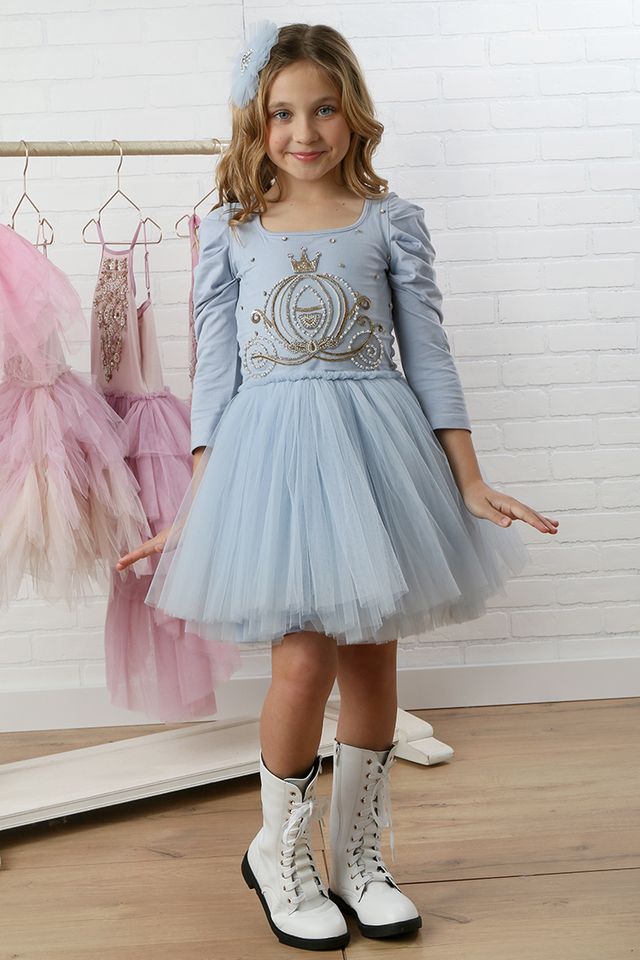 ¡Oh! ¡La, la! Vestido Dyanna azul cielo de alta costura