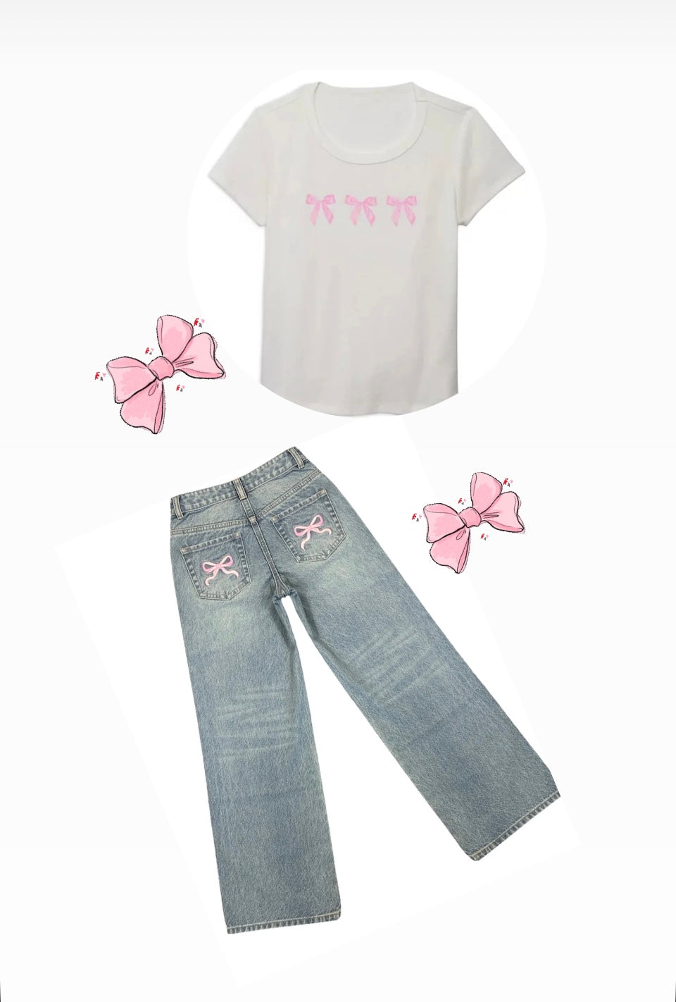 KatieJ NYC Tween Chicago Low Rise Jeans- Embroidered Bow & Floral