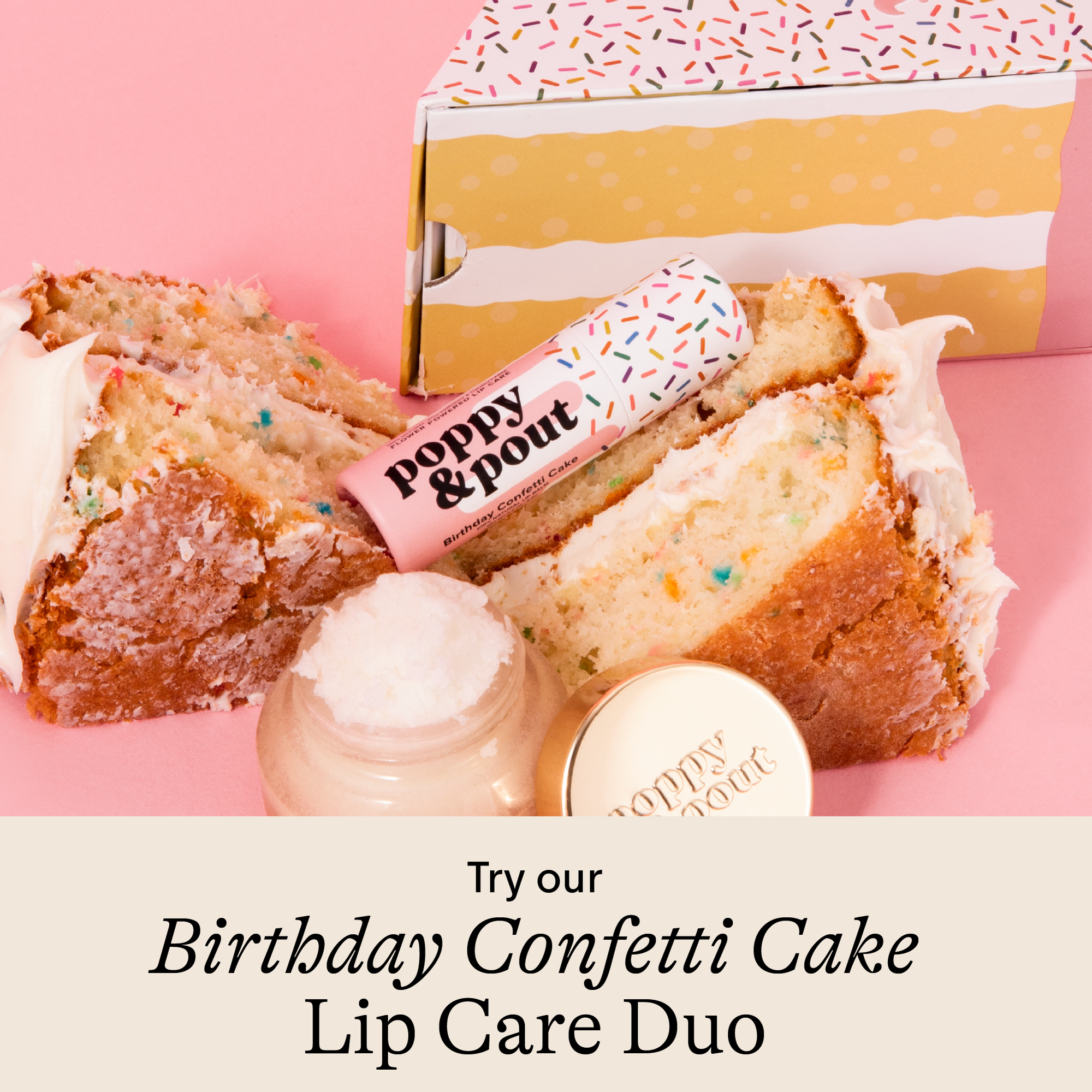 Poppy & Pout Lip Balm - Purple Birthday Confetti Cake