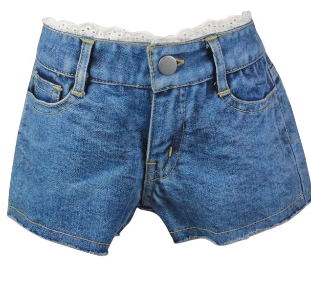 Flowers By Zoe Tween Denim Shorts W/ Eyelet Trim