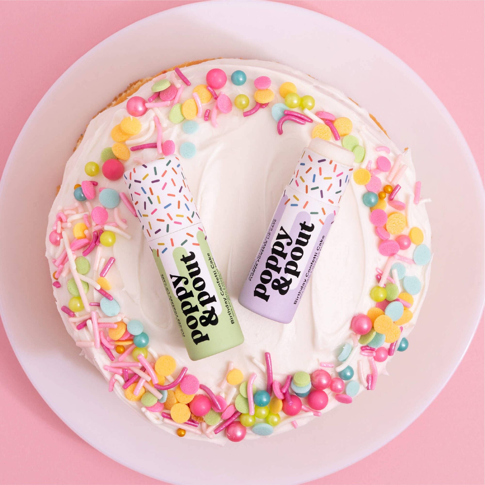 Poppy & Pout Lip Balm - Purple Birthday Confetti Cake