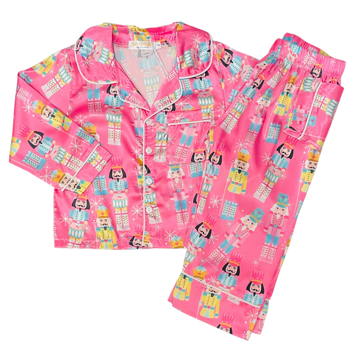 Tweenstyle Pink Nutcracker Print 2pc Satin Lounge Set