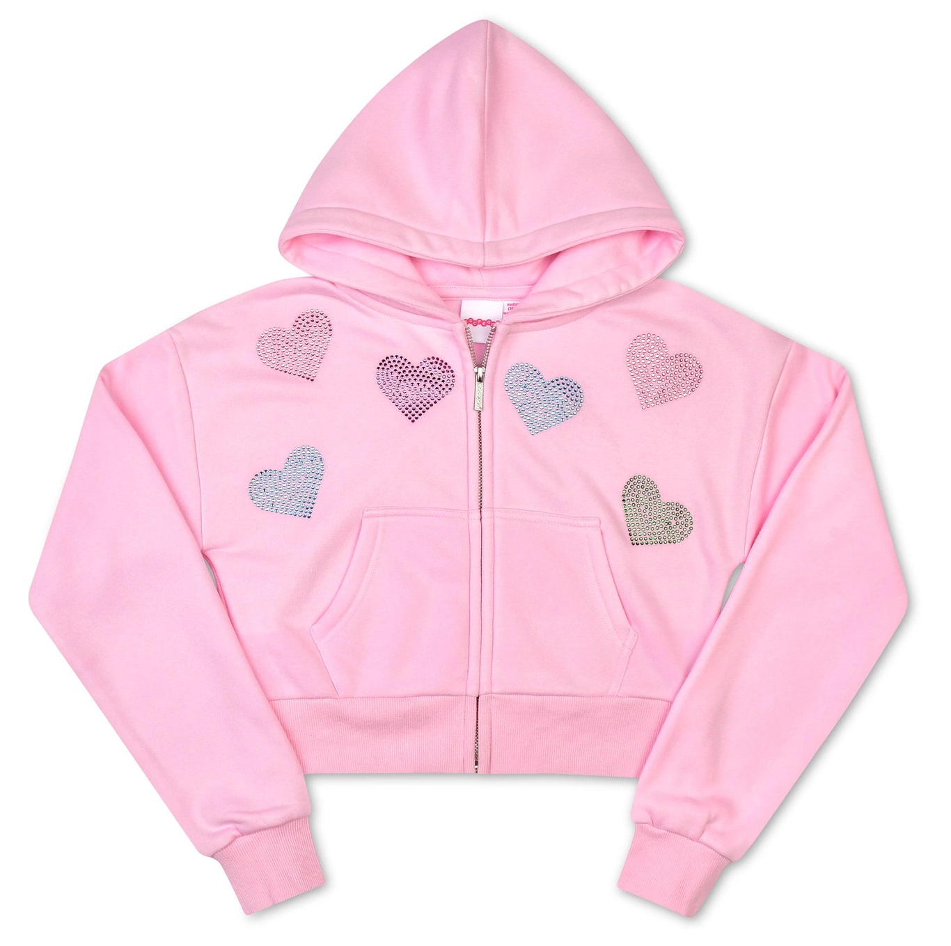 Iscream Sparkling Hearts Cropped Zip-Up Sweatshirt