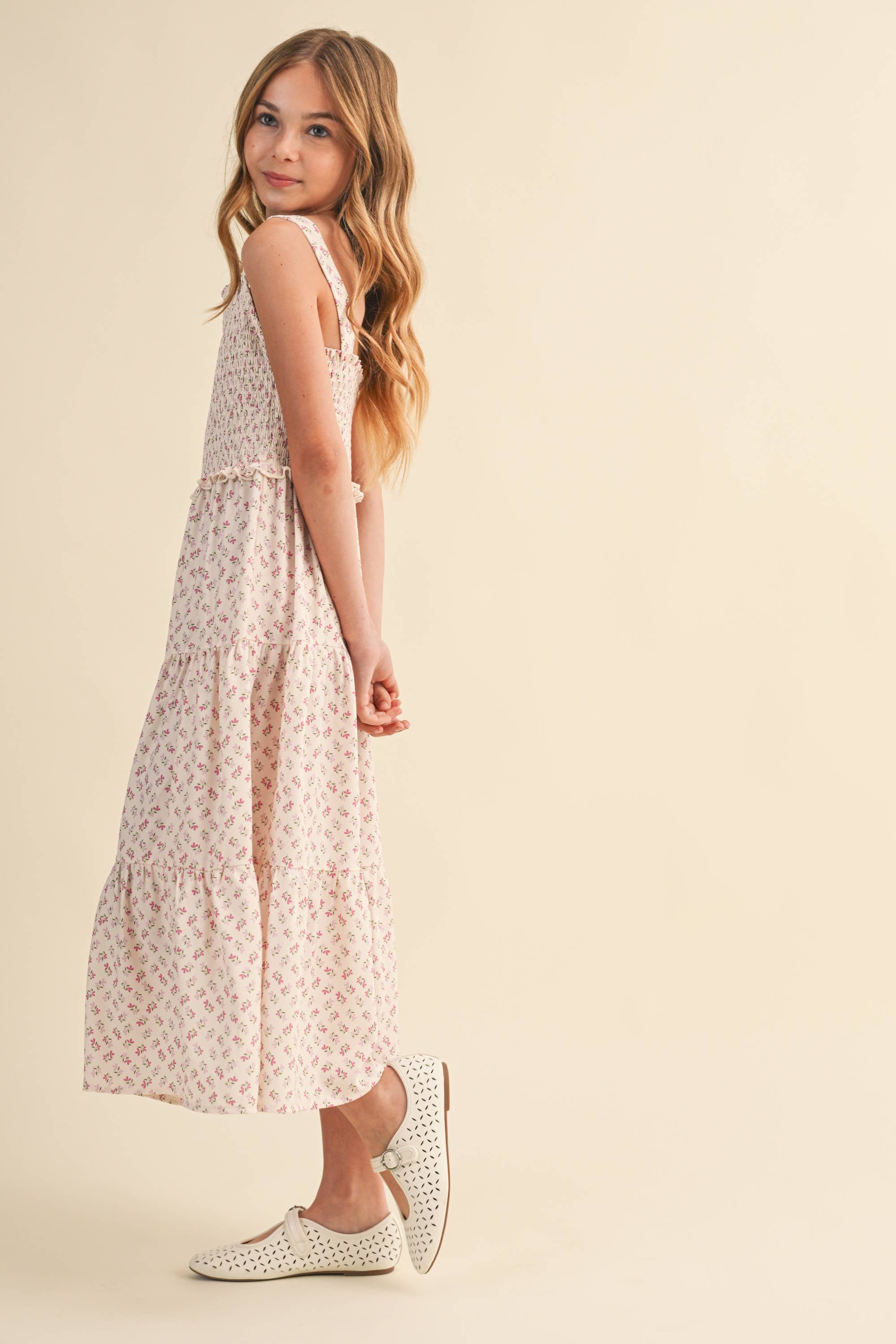Heart & Arrow Tween Smocked Floral Midi Dress