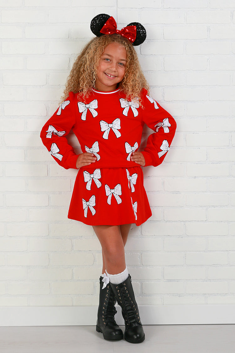 Belle Cher Sequin Red & White Bow Sweatshirt8 Belle Cher Sequin Red & White Bow Sweatshirt8