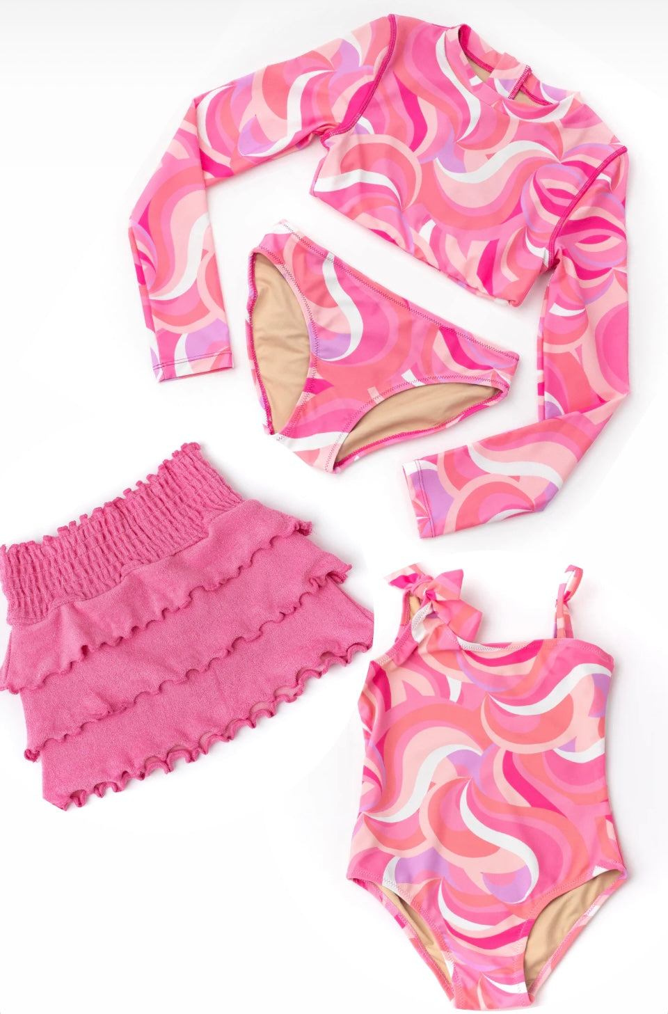 Shade Critters Cropped Pink Waves 2pc Swimsuit