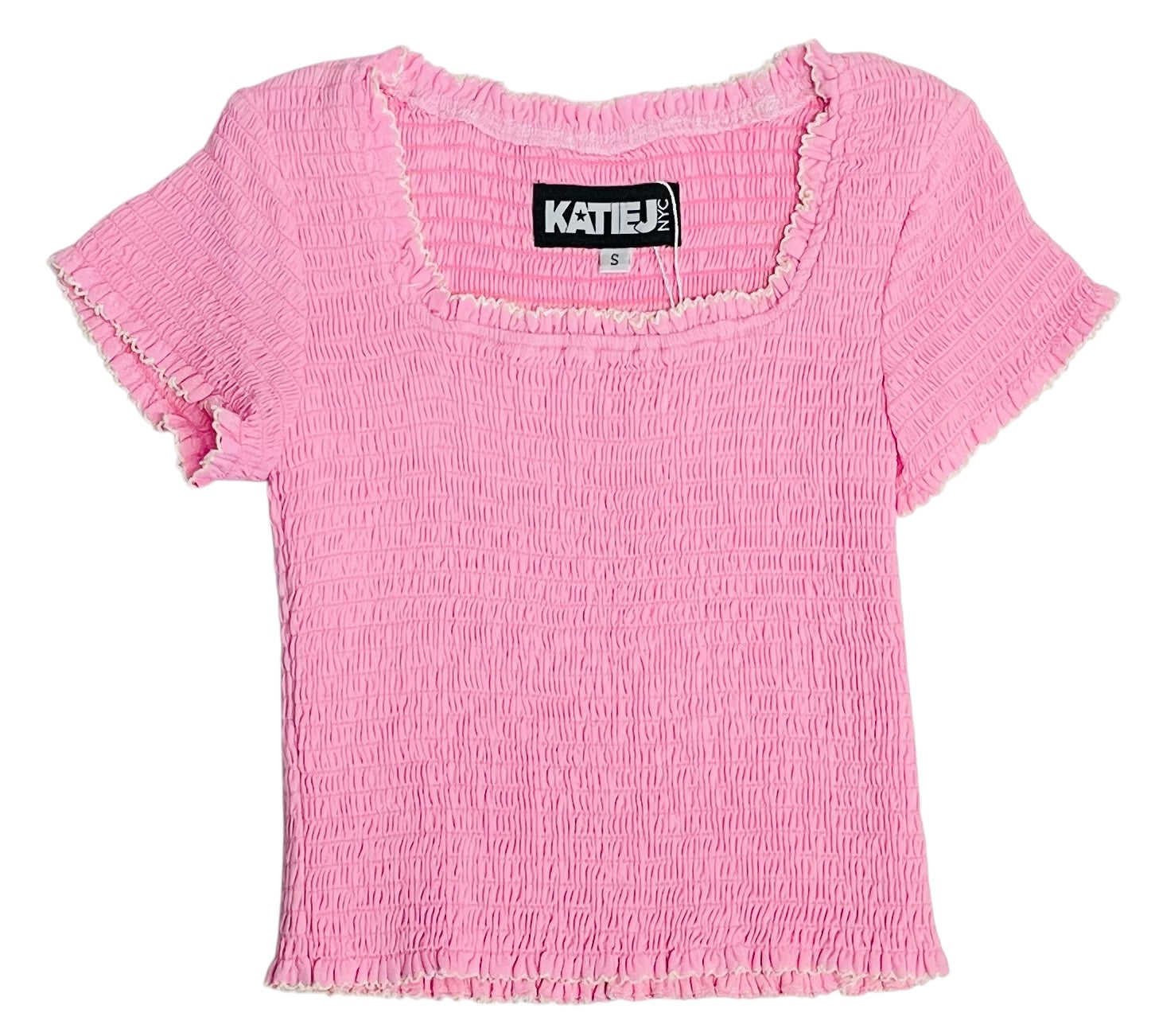 KatieJ NYC Helena Smocked Top - Pink
