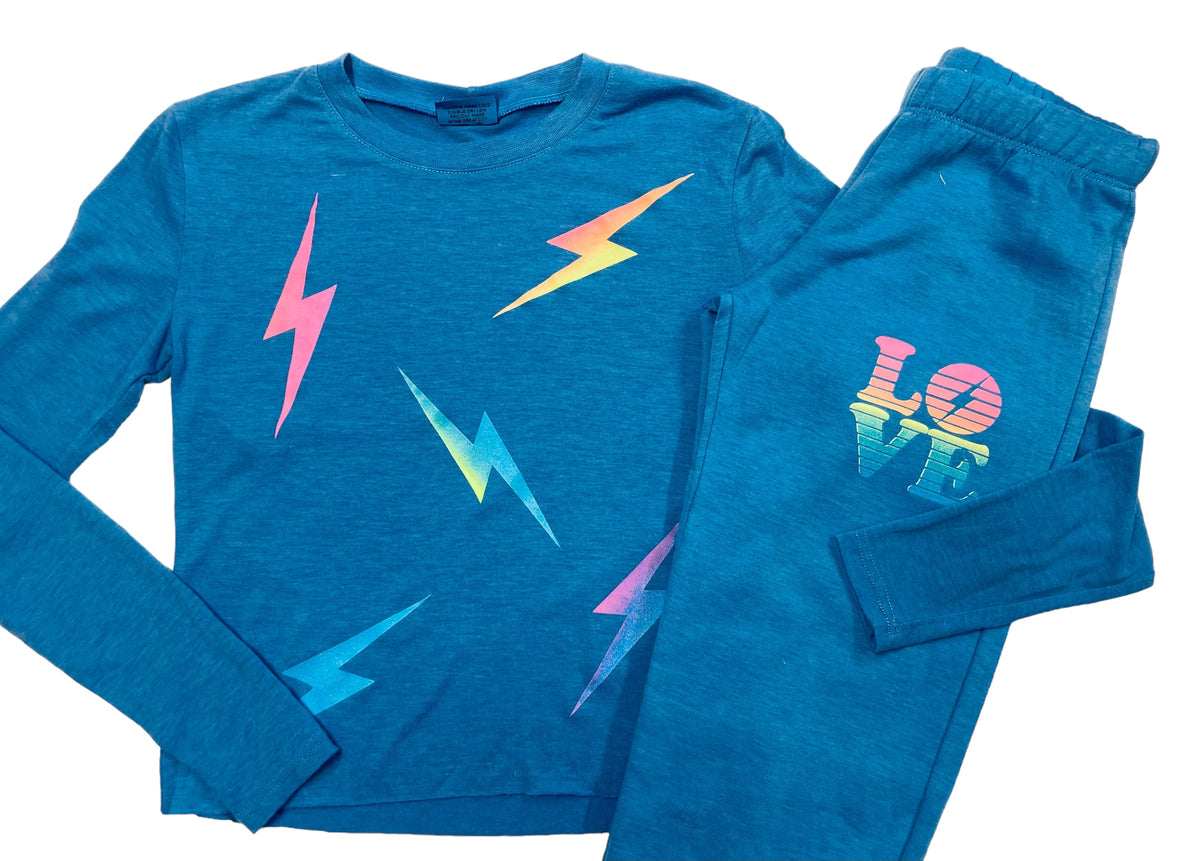 Firehouse Clothing Scattered Bolt Tee- Neon Blue