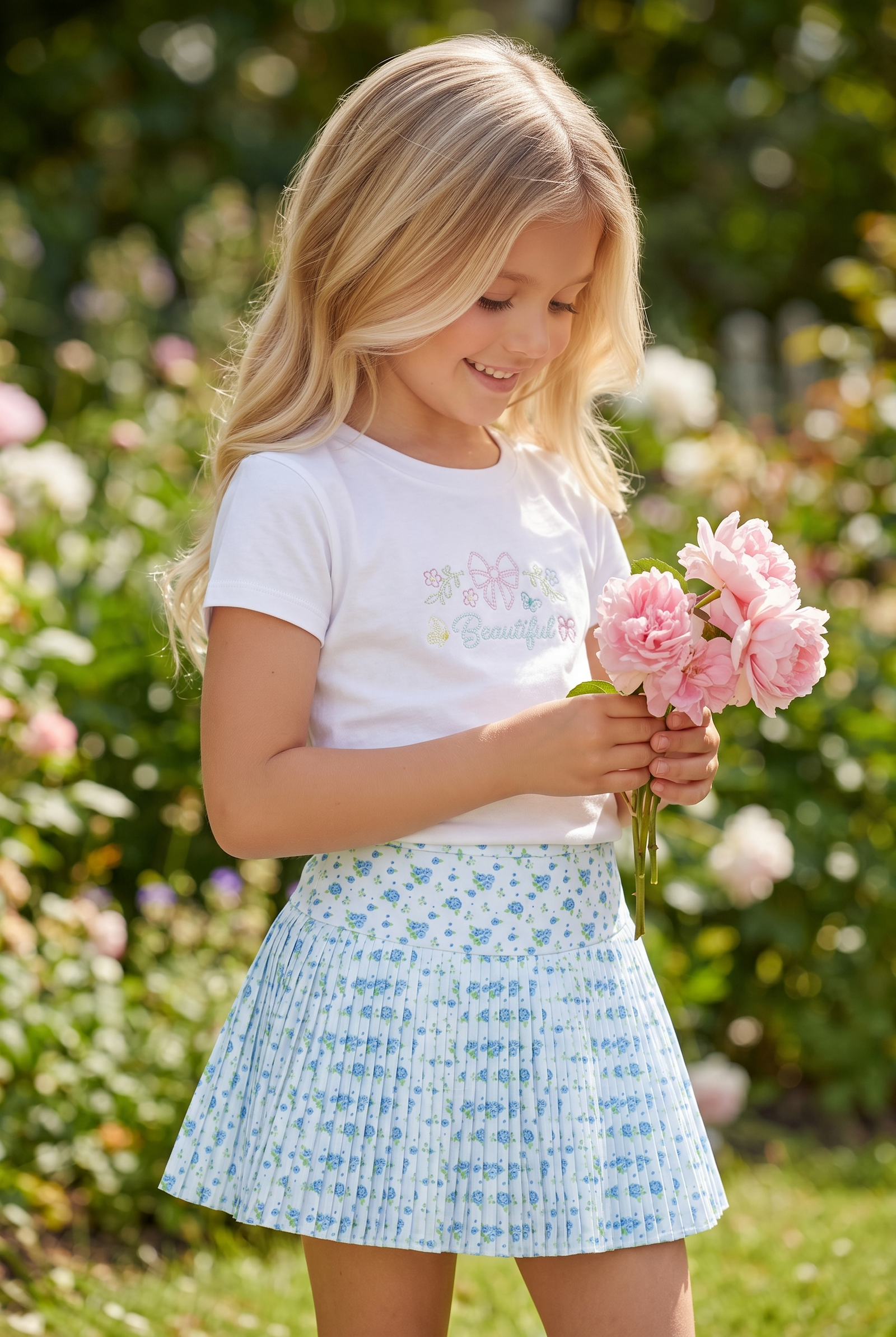 Iscream Blue Floral Pleated Skort * Built In Shorts *