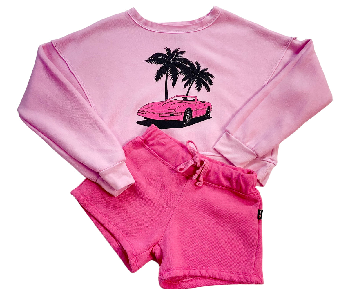 T2Love Bubblegum Palm Tree Dolman Sweatshirt