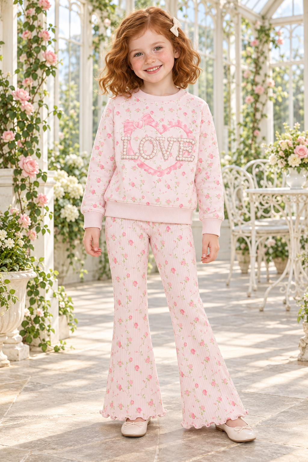 Sweet Wink Pink Rose Love Patch Sweatshirt * Now in Tween Sizes *