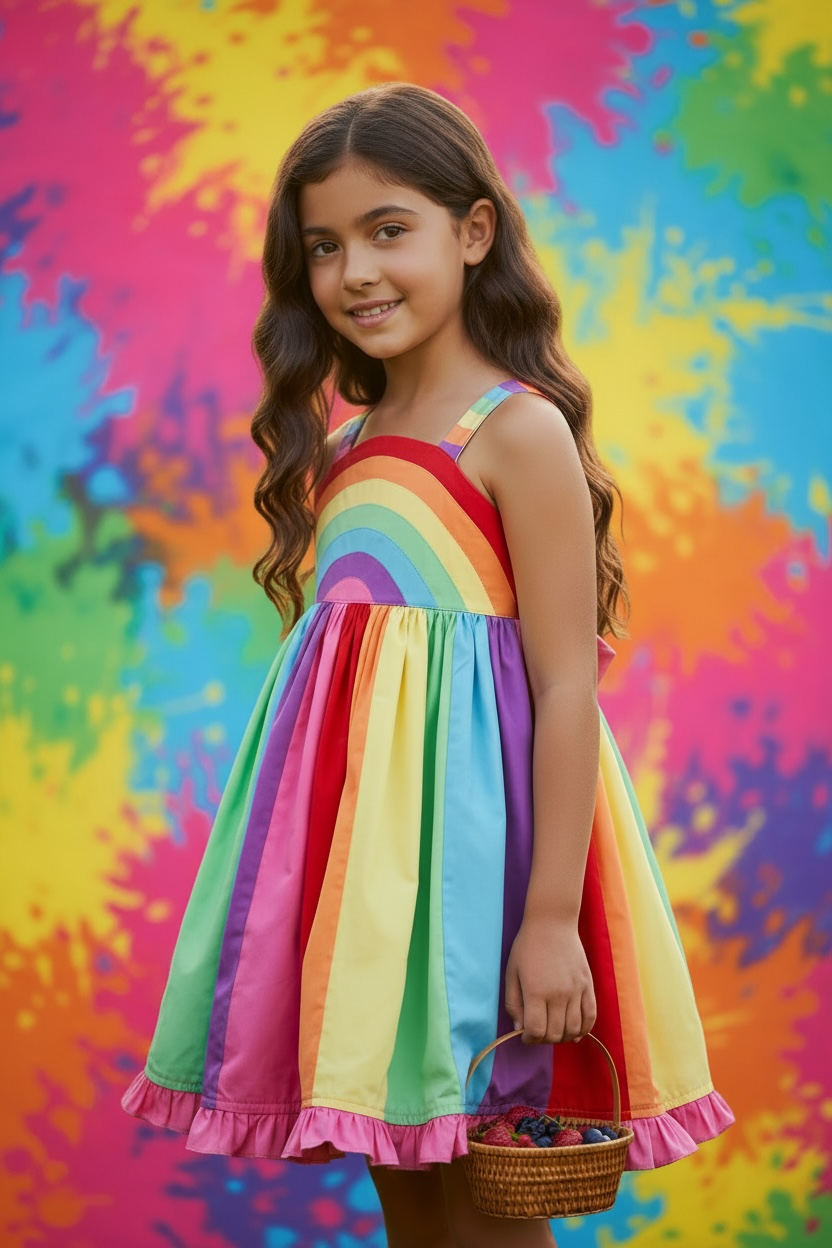 Cotton Kids Rainbow Twirl Dress