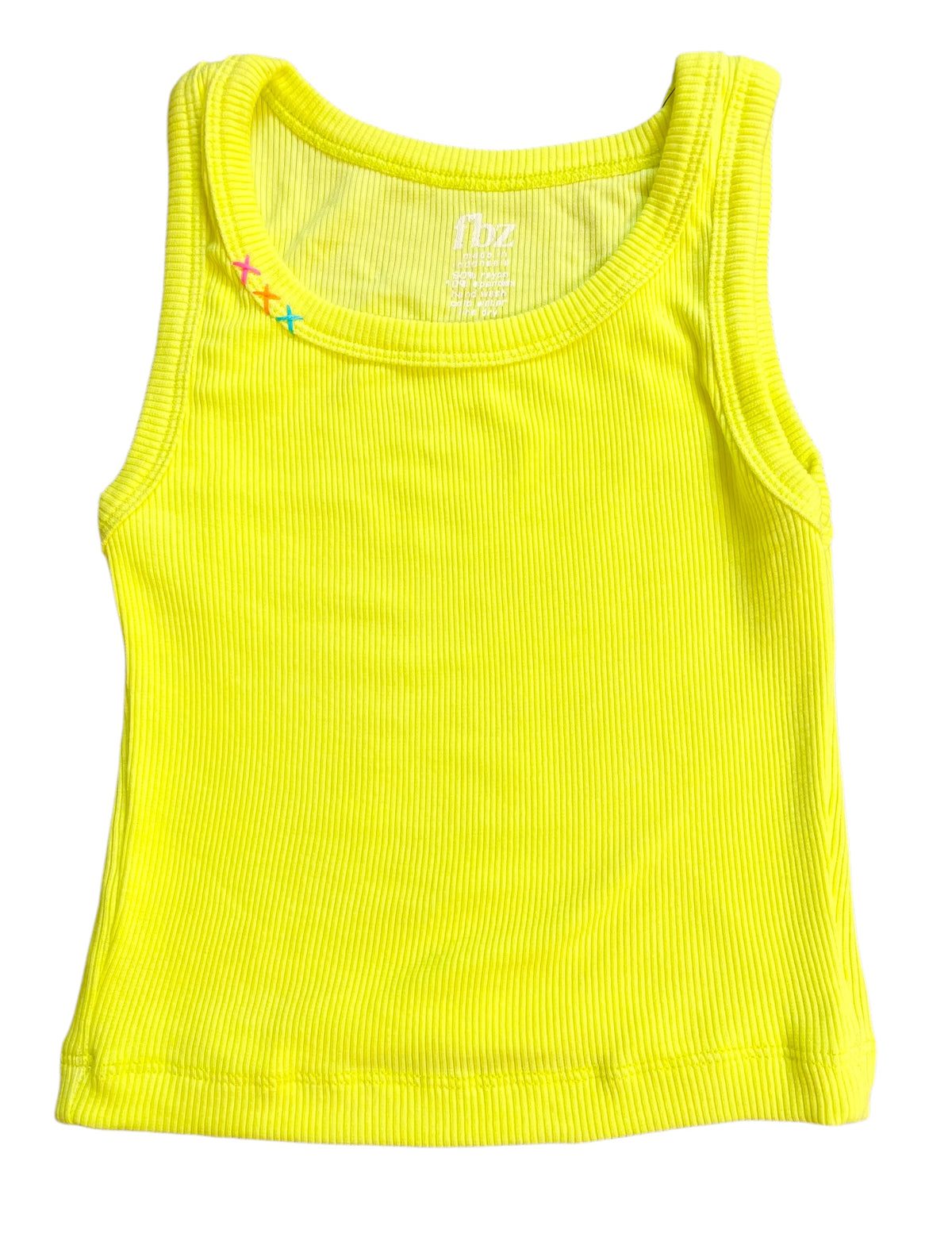 Flowers By Zoe Neon Yellow Stitch Tank Top