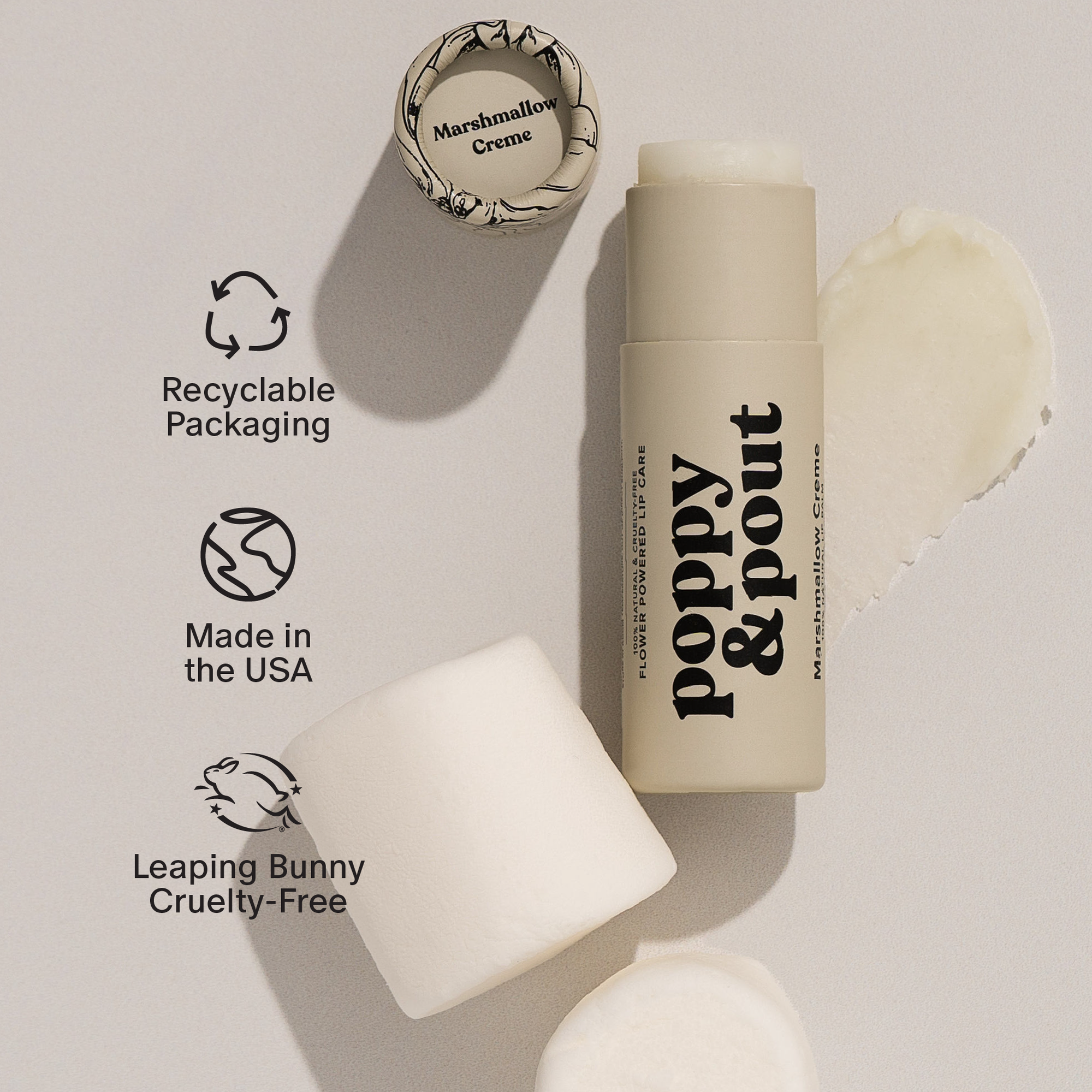 Poppy & Pout All Natural Lip Balm-Marshmallow Creme