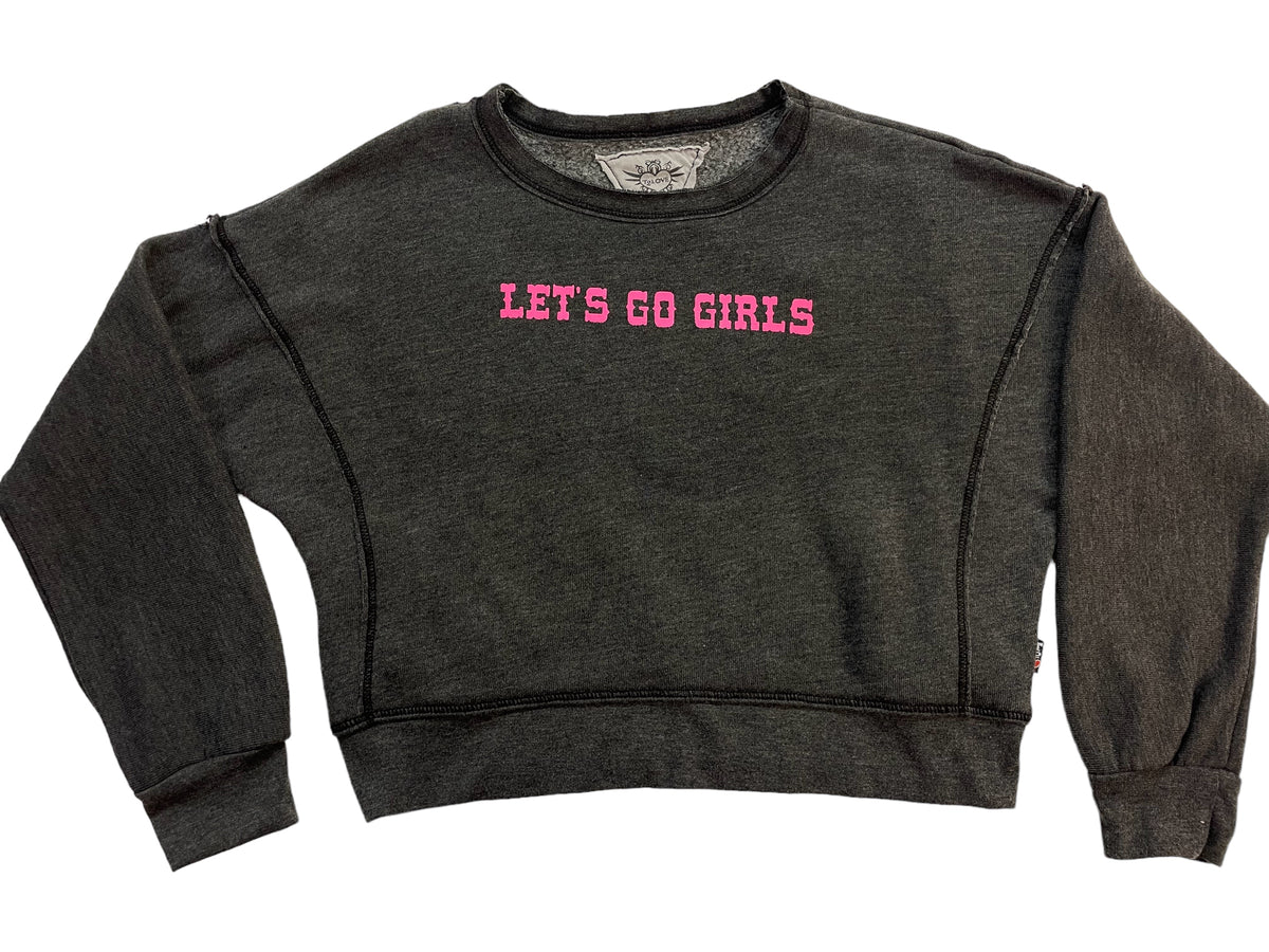 T2Love Charcoal Let&#39;s Go Girls Dolman Sweatshirt