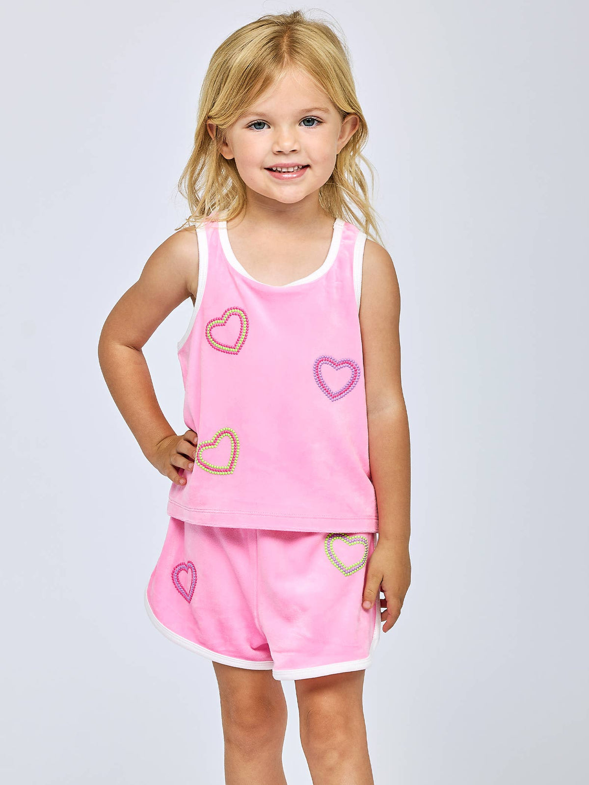 Baby Sara / Hannah Banana Pink Velour Heart Tank  * Preorder *