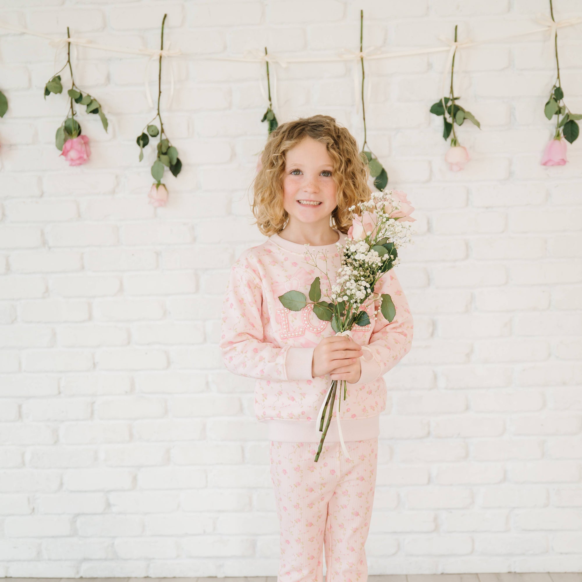 Sweet Wink Pink Rose Print Flare Legging