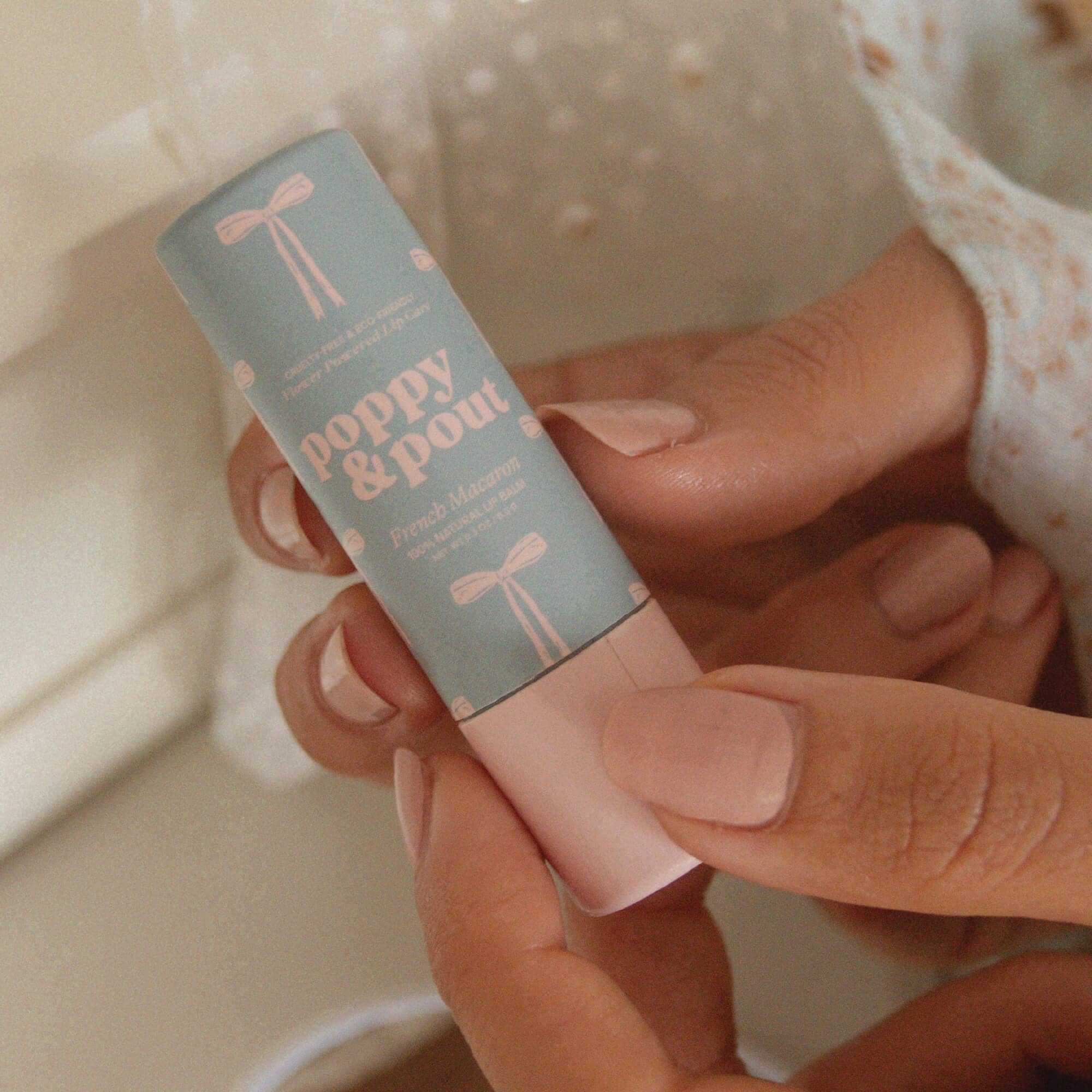 Poppy & Pout All Natural Lip Balm- Coquette French Macaron