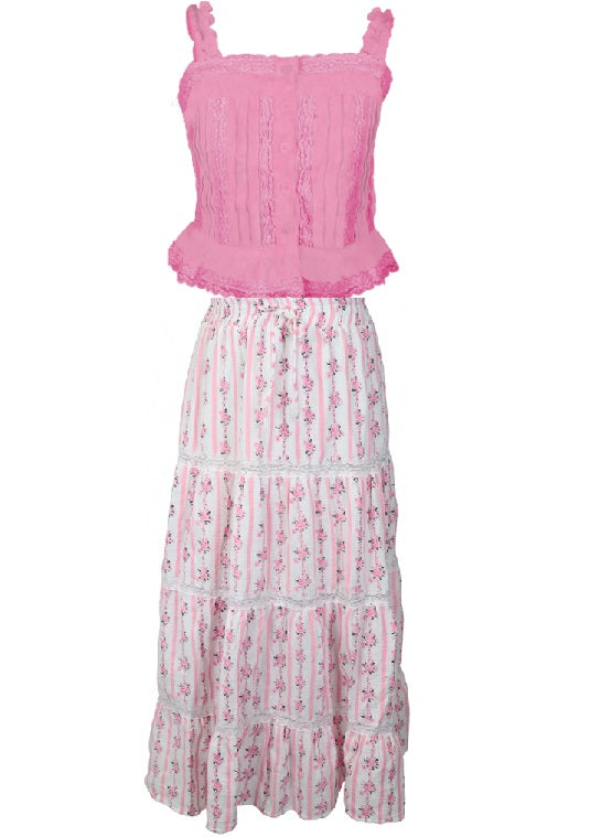 Flowers By Zoe Rose Pink Lace Trimmed Tank