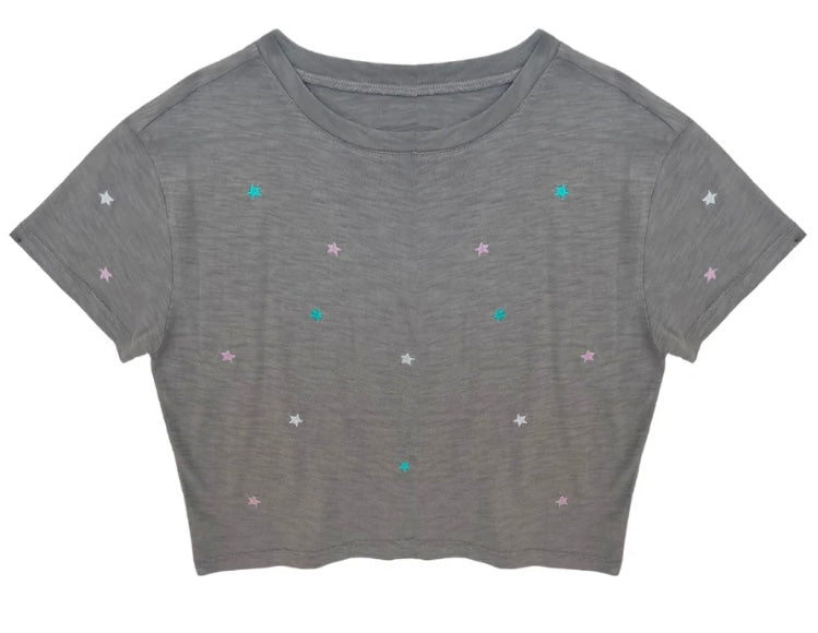 KatieJ NYC Fearless Tee - Grey/Jade/Peony Stars