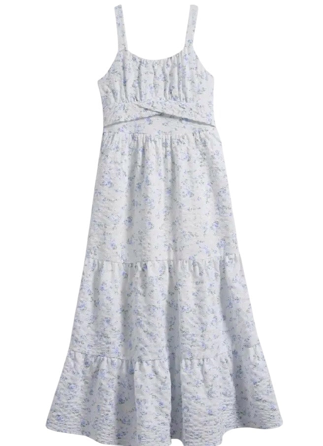 Ava & Yelly Blue Floral Maxi Dress for Tween Girls