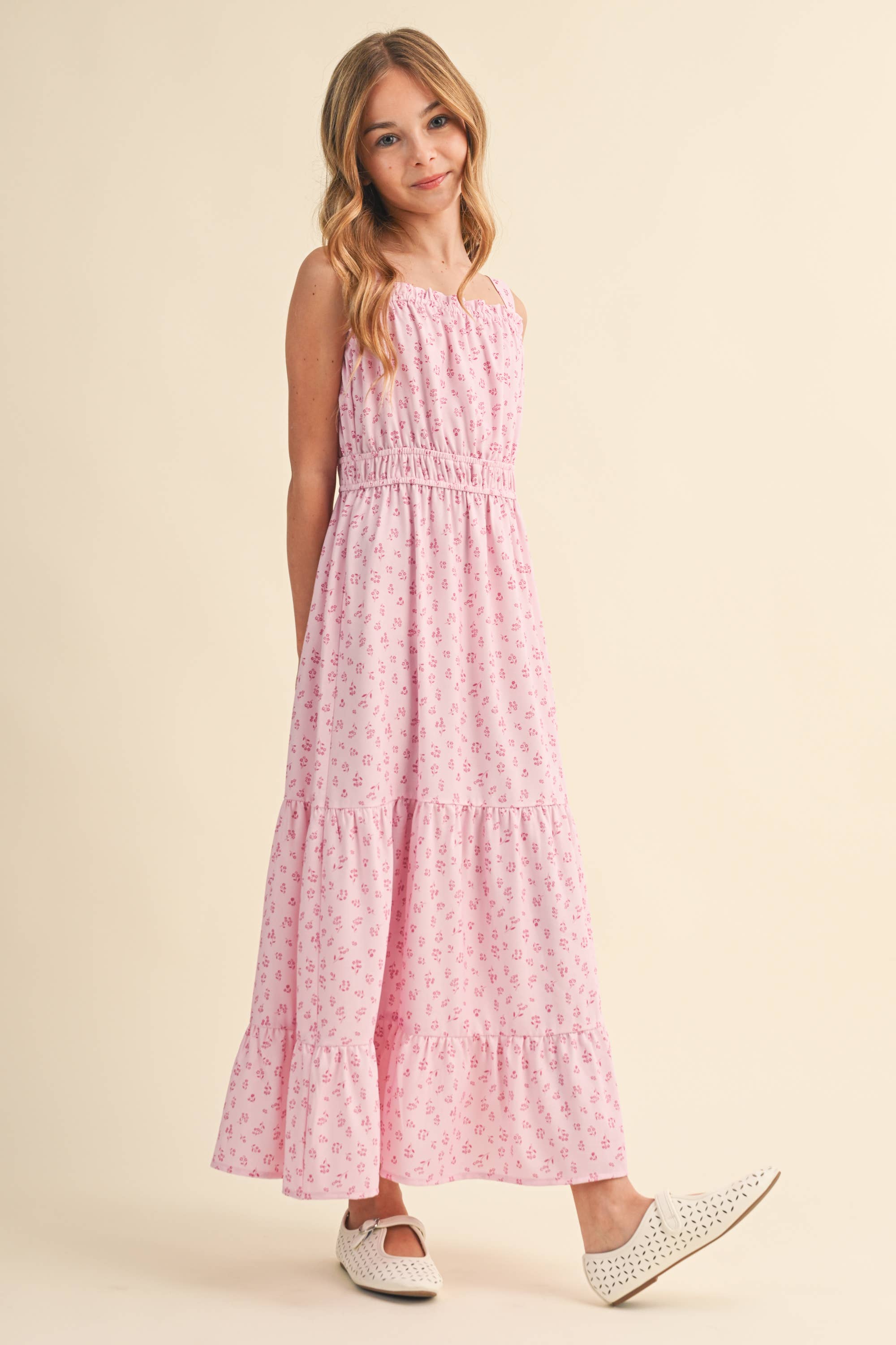 Heart & Arrow Tween Pink Floral Maxi Dress