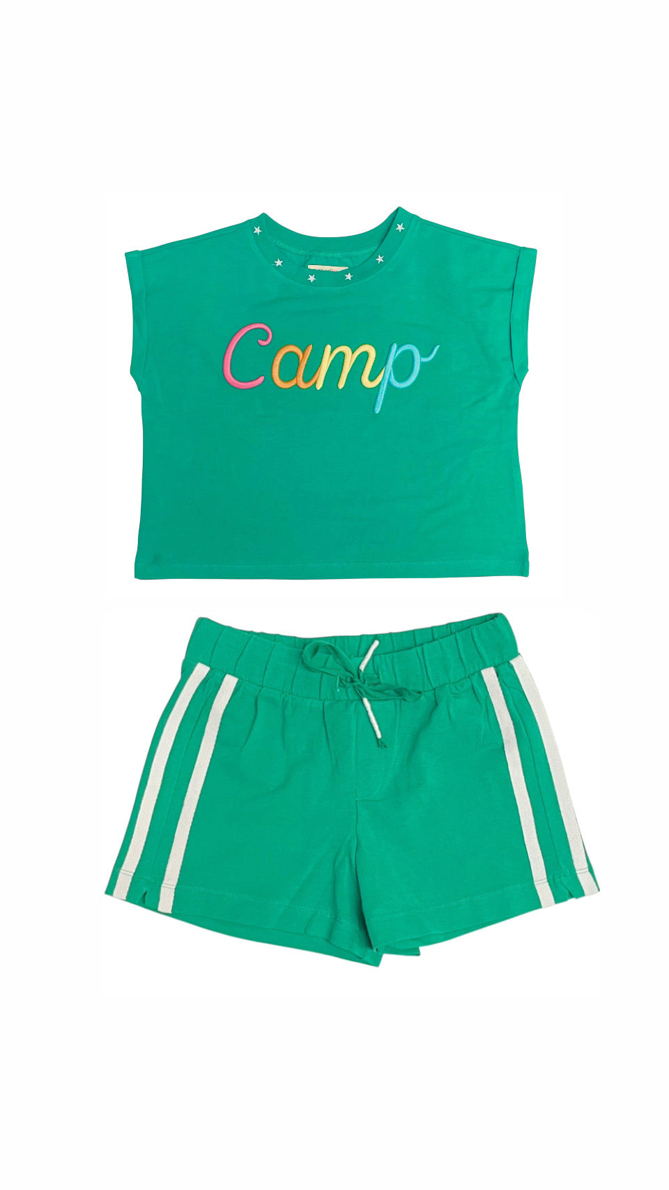 Paper Flower Tween Green Knit Side Stripe Short