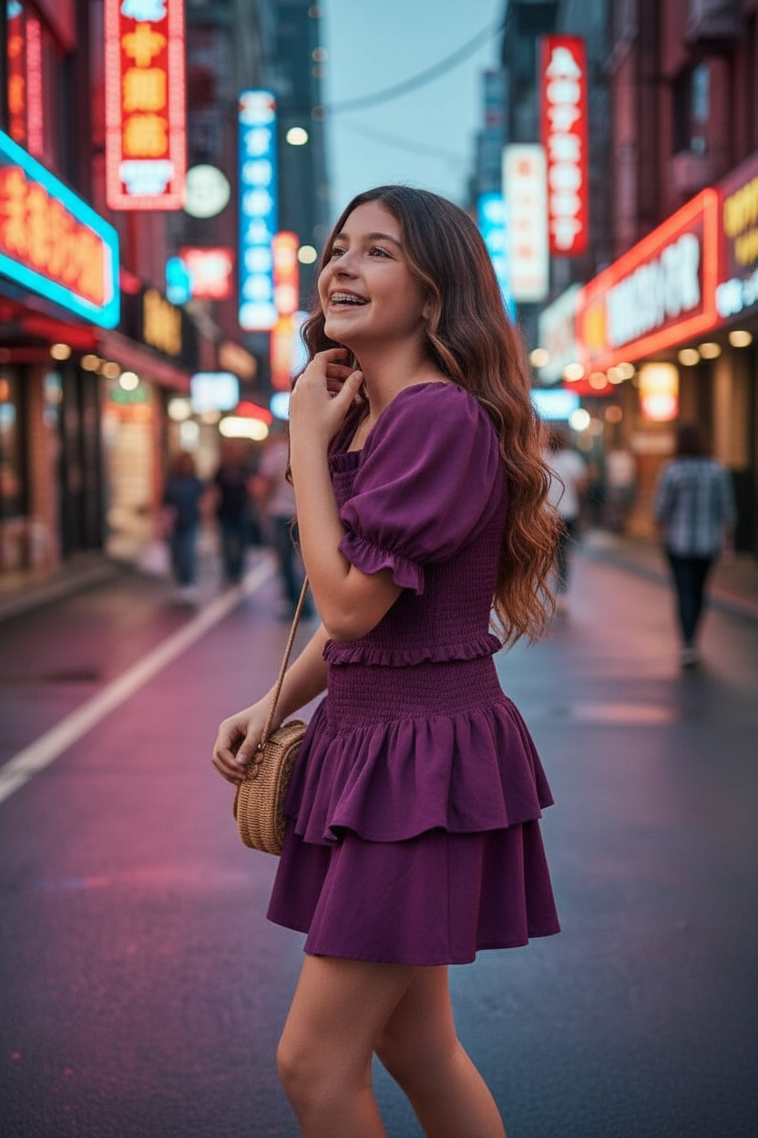 KarieJ Tween Lainey Dress - Eggplant