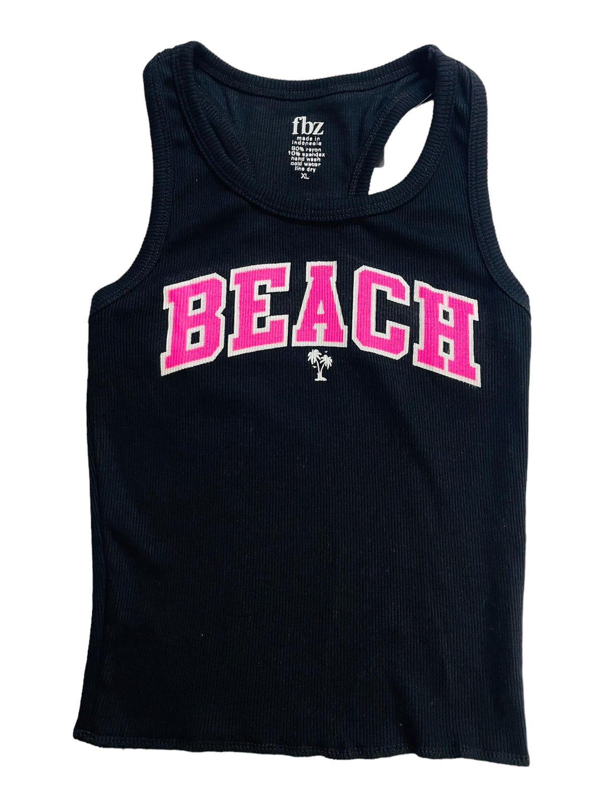 Flowers By Zoe Black &amp; Neon Pink Beach Graphic Ribbed Tank