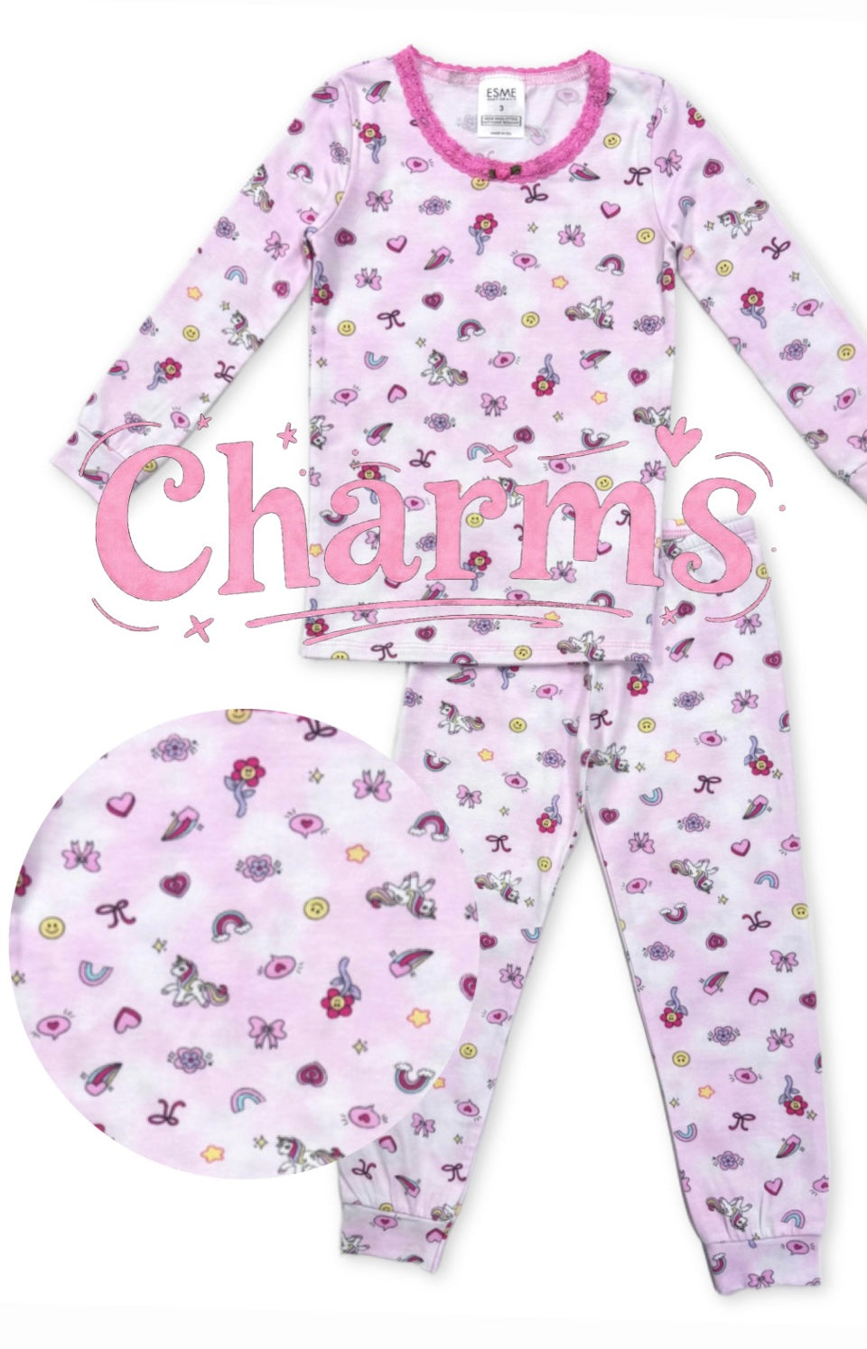Esme Girls 2pc Pajama Set- Charms