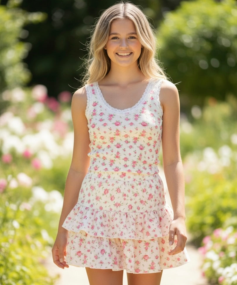 Summer Loving Lace Trim Cami - Petite Rose