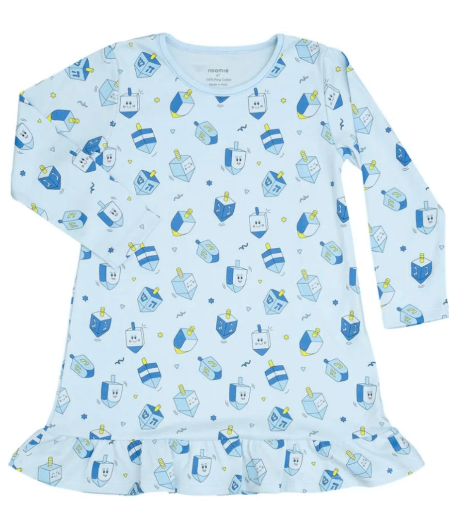 Baby Noomie Happy Dreidels Hanukkah Lounge Dress- Blue