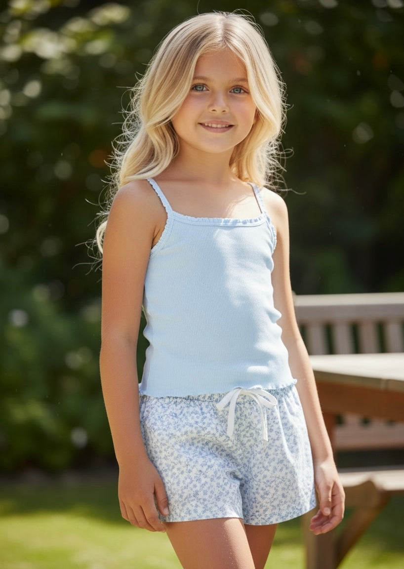 KatieJ NYC Farrah Short - Blue Ditsy Floral