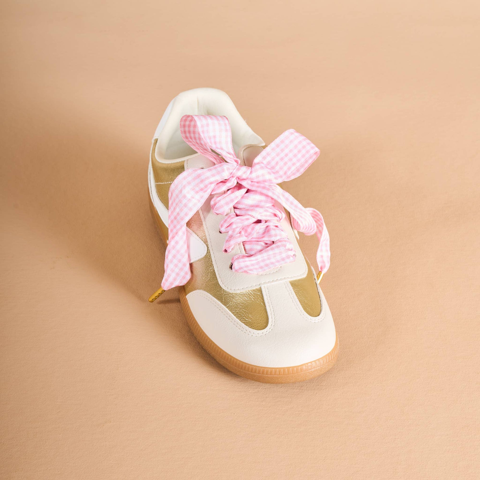 Step It Up Shoelaces-Gingham Pink
