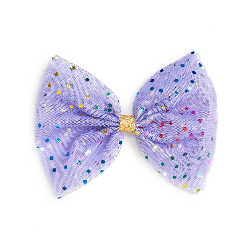 Sweet Wink Lavender Confetti Tulle Bow Clip