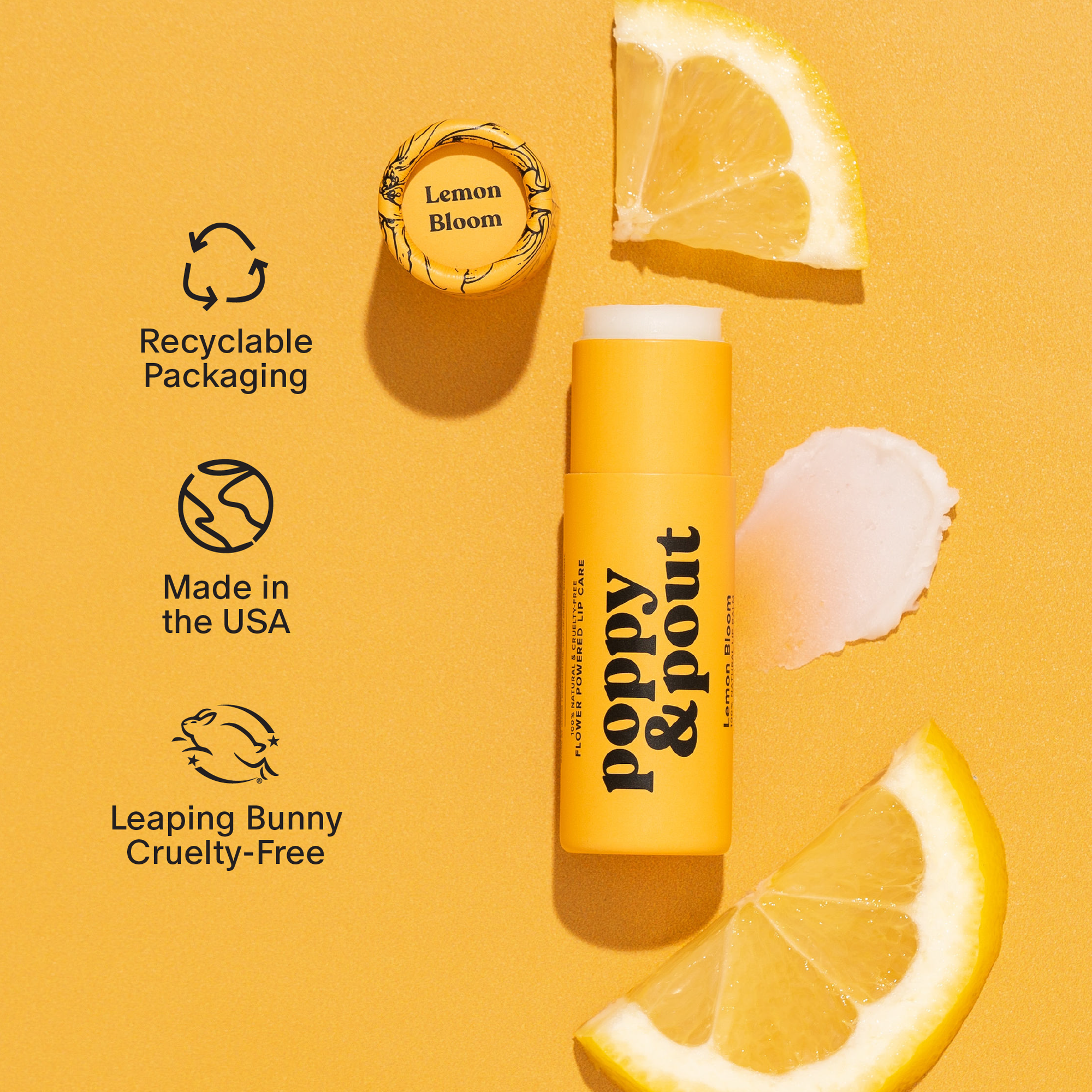 Poppy & Pout All Natural Lip Balm-Lemon Bloom