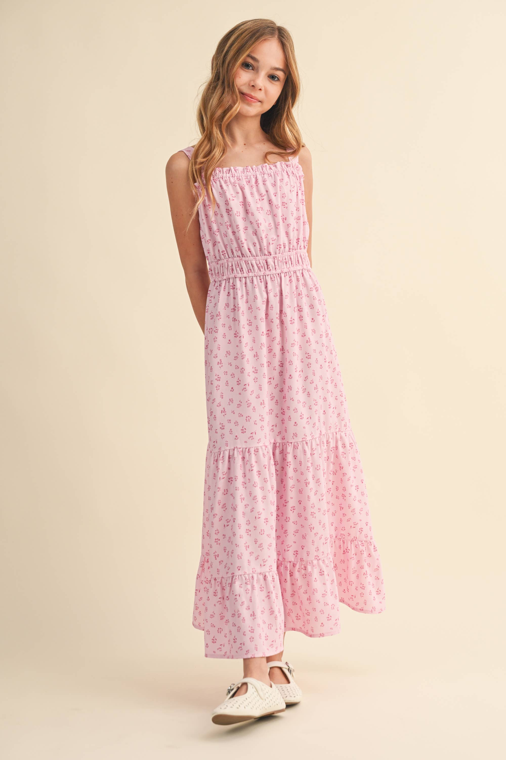 Heart & Arrow Tween Pink Floral Maxi Dress