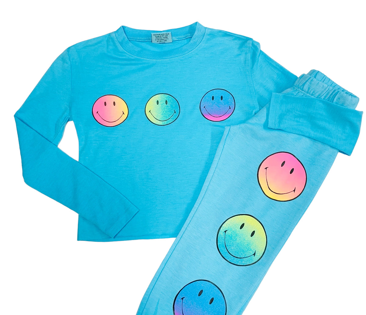 Camiseta Triple Smiley de Firehouse Clothing - Aguamarina