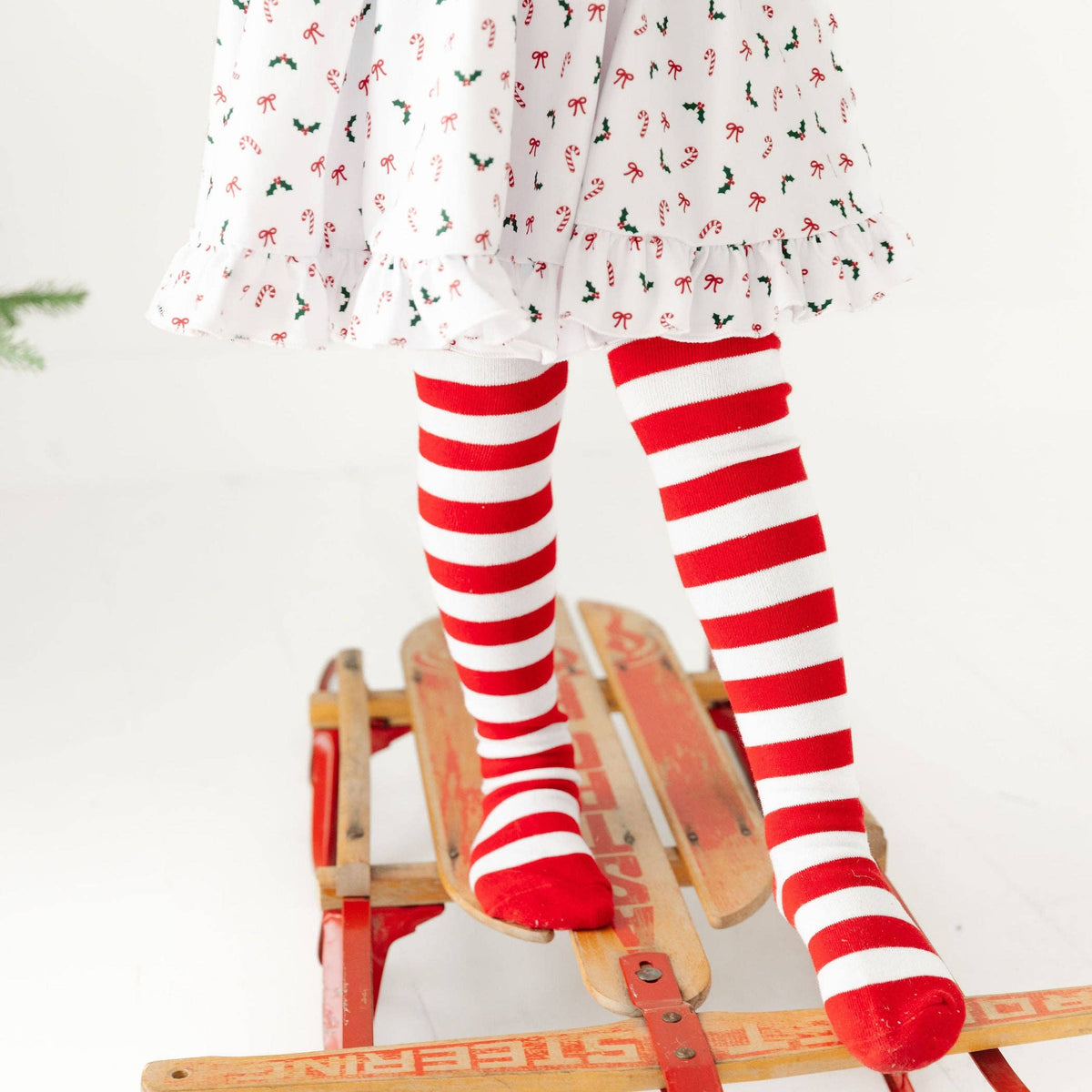 Little Stocking Co.  Peppermint Stripe Knit Tights